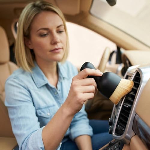 2 Pieces Car Detailing Brush Set, Super Soft Bristles for Dashboard, Vents, Leather & Screens, Compact Design with Case, Interior Cleaning Tools for Car & Home