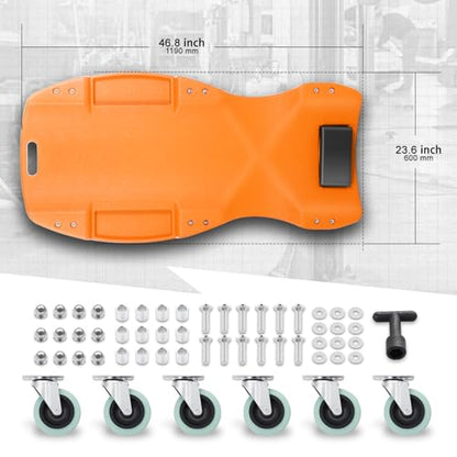 Auto Dynasty 47 Inches Mechanic Creeper, Automotive Garage Repair Low Profile Under Car Rolling Creeper with Padded Headrest, Plastic, Orange - color: Orange