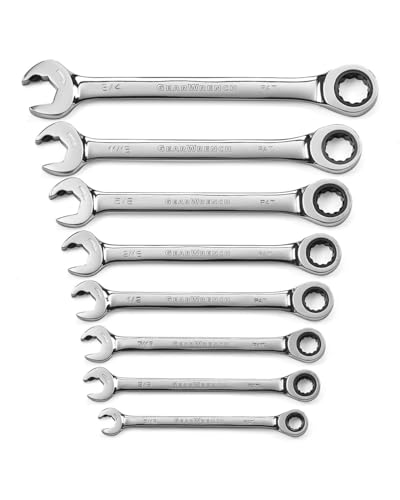 GEARWRENCH 8 Pc. 12 Point Open End Ratcheting Combination SAE Wrench Set - 85599 - style: 8-piece kit