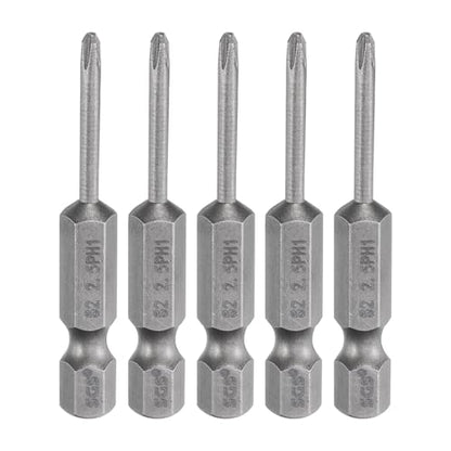 HARFINGTON 5pcs #1 Phillips Screwdriver Bit PH1 1/4" Hex Shank 2" (50mm) Long Magnetic S2 Steel Industrial Grade Screw Driver Bit Cross Head Electric Drill Bits 0.098" (2.5mm) Rod - size: PH1 x 50mm x 2.5mm