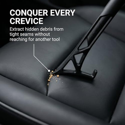 Boars Hair Detailing Brush, 3 in 1 Patent Pending in House Design from Proper. Detail Automotive Interior or Exterior, get Professional Results with Proper Detail Brushes Car Detailing - color: Black - Boars Hair