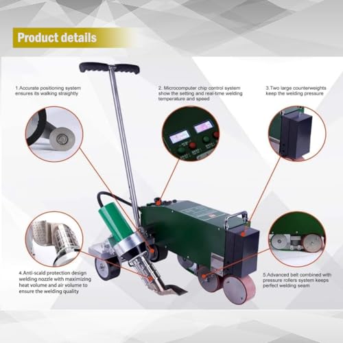 Hot Air Plastic Welder Welder Machine, Welding Roofing TPO PVC membrane with Hot Air Welding Gun Roof Waterproofing - color: Welder With 100ft Extension Cable