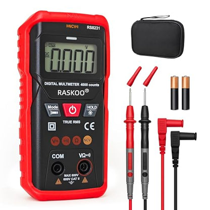 Premium True RMS Multimeter Tester, Digital Multimeter Auto Ranging | 4000 Counts, NCV, Smart Digital Multimeter Voltage Tester for AC/DC, Resistance, Continuity for Home, DIY and Automotive Use