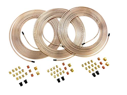 The Stop Shop 3 Kits. Each Kit is 25 Feet of 3/16 Inch (4.75 mm) Copper Nickel Brake Line with Fittings, .028" Wall Thickness - size: 75 Feet- 3 x 25 foot kits