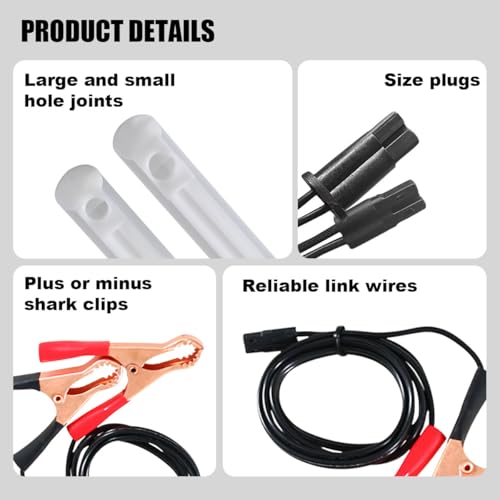 12V Car Fuel Injector Flush Cleaner Adapter Kit, Car Diesel Gas Injector Nozzles Adapter DIY Cleaning Tool Set with Test Lead for Fuel Pump Pressure Test, Universal for Fuel Injector Tester