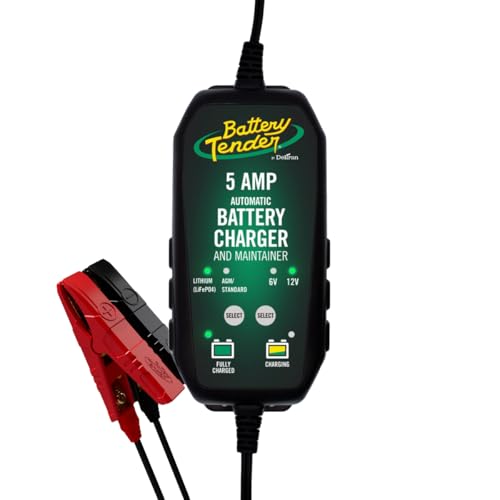Battery Tender 5 AMP 12V Battery Charger and Maintainer - Automotive Smart Automatic Battery Charger for Cars SUVs and Trucks -Lead Acid, AGM, Gel, & Lithium - 022-0186G-DL-WH | Fast Multi-Chemistry Charger for Cars, Trucks, SUVs, Boats, RVs, and Large 12