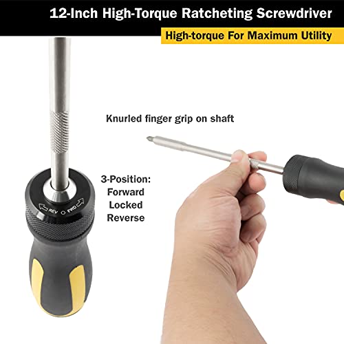 Titan 12220 12-Inch Torque Ratcheting Screwdriver - size: 12-Inch