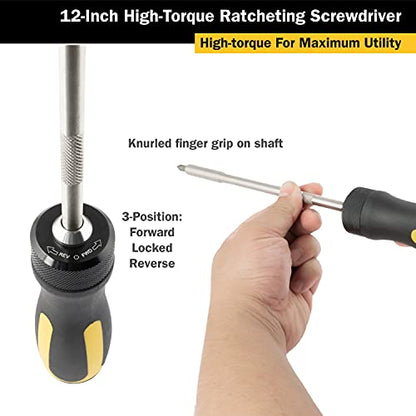 Titan 12220 12-Inch Torque Ratcheting Screwdriver - size: 12-Inch