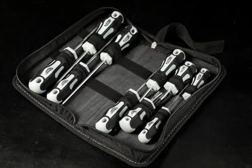 Blackout XP 10-Piece Slotted & Phillips Screwdriver Set Plus Zippered Carrying Bag | Precision Magnetic Screwdriver Tool Set, Black (10 Piece)
