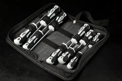 Blackout XP 10-Piece Slotted & Phillips Screwdriver Set Plus Zippered Carrying Bag | Precision Magnetic Screwdriver Tool Set, Black (10 Piece)