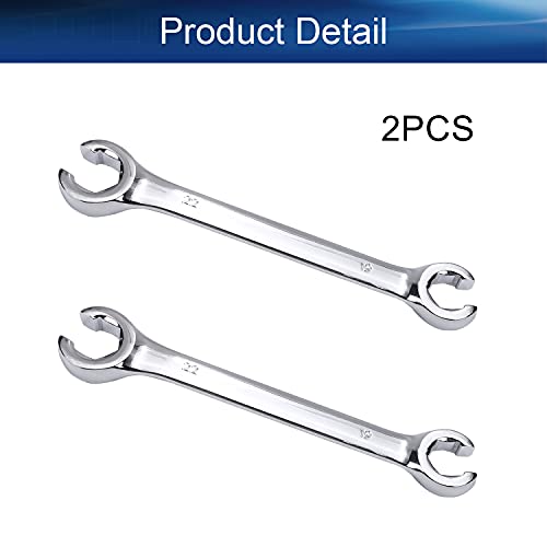 Auniwaig Flare Nut Wrench, 19mm x 22mm Metric Double Open End, 2Pcs - size: 19x22mm