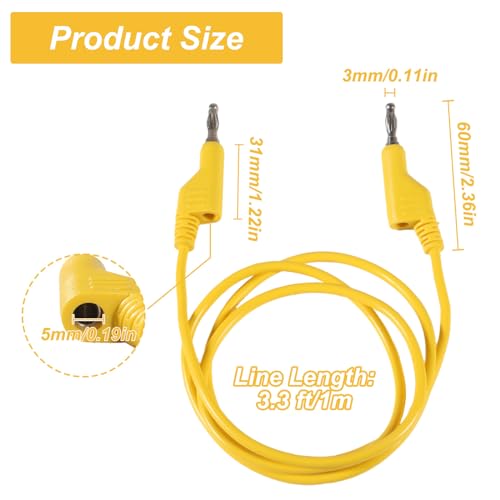 5pcs Banana to Banana Plug Test Lead Set, 4mm Stackable Banana Plug Test Lead for Multimeter, Flexible Electrical Test Wire 3.3ft/1m 1000V 15A - color: Banana Plug to Banana Plug