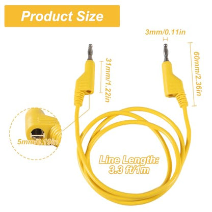 5pcs Banana to Banana Plug Test Lead Set, 4mm Stackable Banana Plug Test Lead for Multimeter, Flexible Electrical Test Wire 3.3ft/1m 1000V 15A - color: Banana Plug to Banana Plug