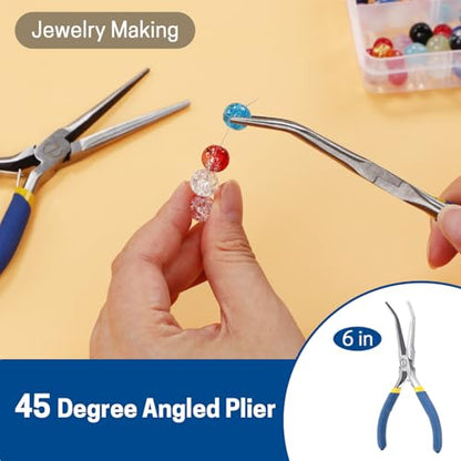 VISEMAN 6" Mini Needle Nose Pliers with Comfort Handles, Long Nose Pliers | for Handmade Craft, 45 Degree Bent - style: 45-Degree Bent
