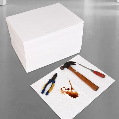PONO 15x20 in Oil Absorbent Pads, 200 Pcs White Heavy Weight Oil-Only Absorbent Pad,Used for Oil Spill Cleaning in Garage Workshop, Reusable, Washable, Durable - size: 200Pcs, 20"X15"