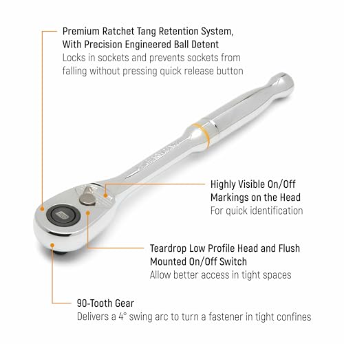 GEARWRENCH 3/8" Drive 90-Tooth Quick Release Teardrop Ratchet | 81218T - style: 3/8" Drive