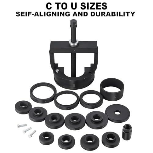 FreeTec Master Wheel Hub Removal Tool Set - C to U Sizes Back and Front Wheel Bearing Remover and Installer Tool Kit