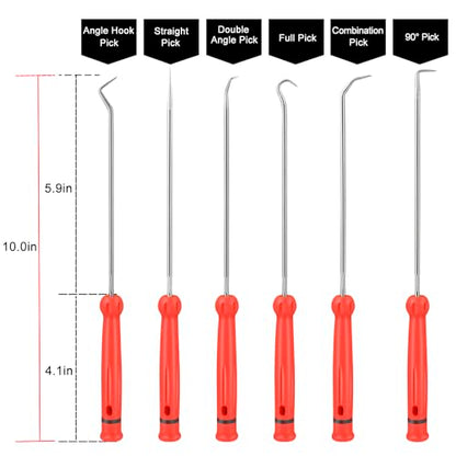 YOFOTHS Pick and Hook Set, 6 PCS Automotive Tools for Car Oil Seal/O-Ring Seal Mechanic Long Puller, Precision Auto Pick Tool Set with Portable Pouch