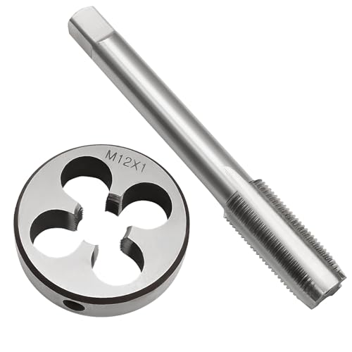 Waziaqoc M12 x 1.0mm Tap and Die Set | Metric, High-Speed Steel, Thread Tap and Die, Various Metals, Right Hand - size: M12 x 1.0mm