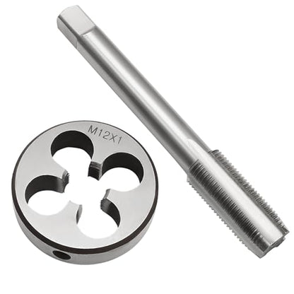 Waziaqoc M12 x 1.0mm Tap and Die Set | Metric, High-Speed Steel, Thread Tap and Die, Various Metals, Right Hand - size: M12 x 1.0mm