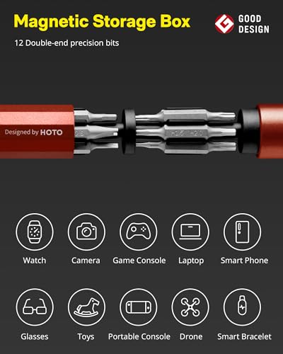 HOTO 24 in 1 Mini Screwdriver Set, Magnetic Torx Bit Set, Eyeglass Repair Kit, EDC Pen Screwdriver for Electronics, Watches, Phones, Laptops, Cameras, Gadgets for Men, Cinnabar Red - color: Cinnabar Red