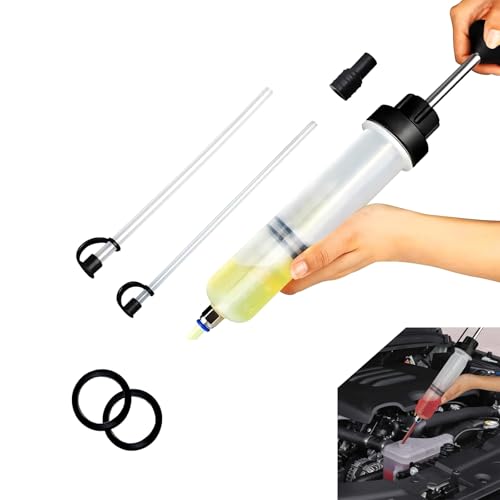 200cc Automotive Fluid Extractor Pump, Powerful Suction Manual Oil Change Syringe with 2 Replacement Suction Tubes, Car Fluid Extraction & Filling Tool, Universal for Most Cars