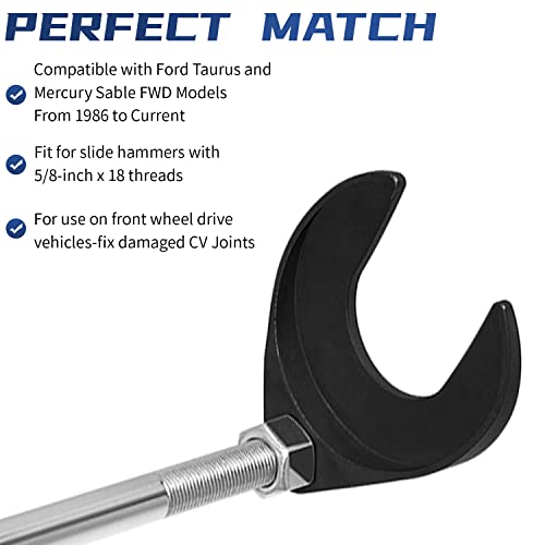 Sunluway Inner CV Axle Removal Tool 48mm with Nut, CV Joint Axle Removing Tool, Fits Slide Hammers with 5/8-inch x 18 Threads, for Use on Front Wheel Drive Vehicles