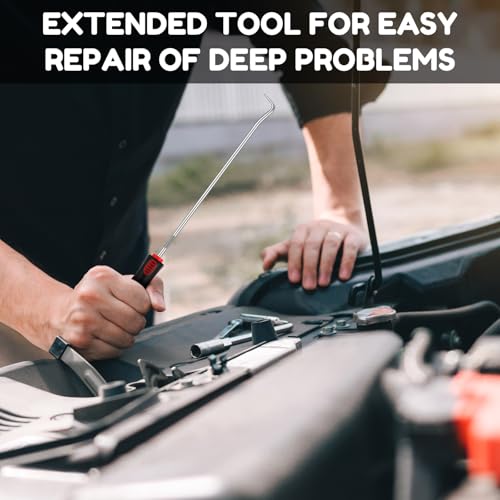 WILLBOND 4 Pcs Pick and Hook Set Precision Automotive Mechanic Picks Tools Set for Car Oil Seal Hooks Puller Remover Tools (9.45 Inches,Red) - color: Red, size: 9.45 Inches
