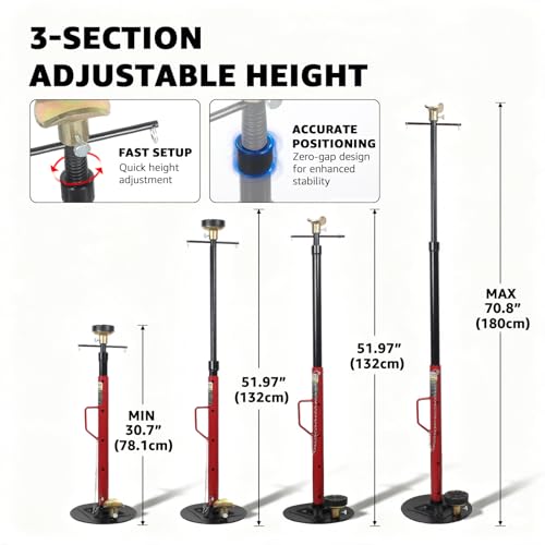 BESTOOL 1.5-Ton (3000Ibs) Underhoist Support Stand with Handle, Adjustable Height 30.7'' to 70.8'', Multi-Functional Topped Adapter, Easy Switching, Supporting Vehicle Components（US Patented） - color: 1.5 Ton Underhoist Stand
