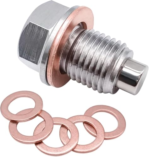 Magnetic Oil Drain Plug M12x1.25, Stainless Steel Oil Drain Plug with 5 PCS Copper Crush Washer Anti Leakage Replacement for Car Motorcycle Boat - size: M12x1.25