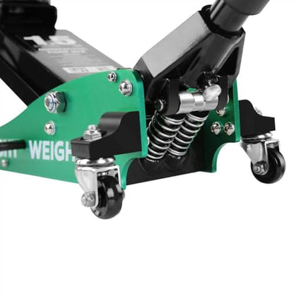 1.5 Ton Hydraulic Low Profile Floor Jack, Aluminum & Steel Car Jack, Dual Pump Quick Lift, 3,000 lb Capacity, Lightweight Portable Garage Jack, Green
