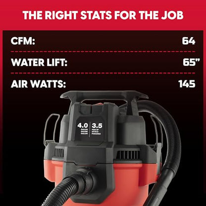 Vacmaster 4-Gallon 3.5 Peak HP Wet/Dry Vac, VCM408PF 1101 - size: 4-Gallon