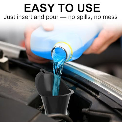 3-Pack Long-Neck Oil Funnels, 11" Multi-Purpose Funnels for Automotive & Motorcycle Use – Reusable Funnel for Oil, Gas & Transmission Fluid (Blue&Black) - color: Blue&Black