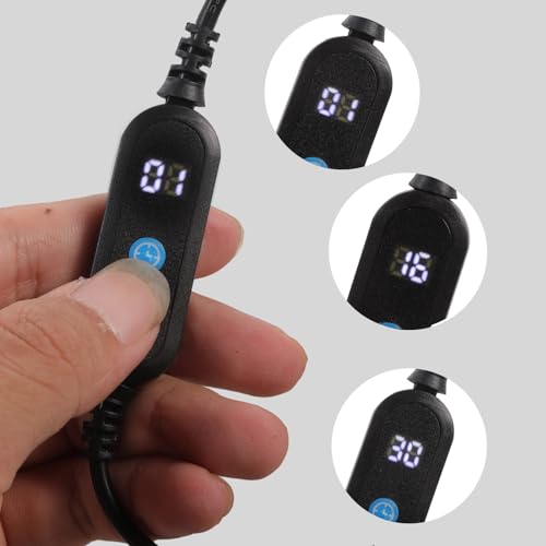 USB Timer Cable with Adjustable 1-30 Minutes Countdown, Auto Power Off Switch for Aquarium LED Lights Fan Kitchen Appliances, 50cm USB Male to Female Timing Cord with Shutoff Button