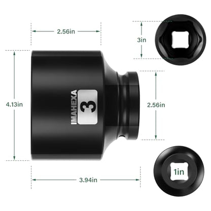 1" Drive Shallow Impact Socket,3 Inch SAE Jumbo Socket,CR-MO 6 Point for Easy Removal of Large Axle Nut（SAE) - size: 1 Inch Shallow 3", style: 1"Drive Shallow Impact Socket