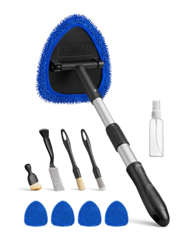 AstroAI 8pcs Windshield Cleaner Tool, Car Interior Detailing Kit with AC Vent Brush, 3 Cleaning Brushes, 4 Microfiber Pads and Spray Bottle, All-Inclusive Cleaning Solution, Car Accessories, Blue - style: with 4 Detailing Brushes