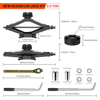 IMAYCC Car Jack Kit 2.5 Ton, Universal Scissor Car Jack, Portable Tire Changing Kit for Car SUV MPV - color: Black