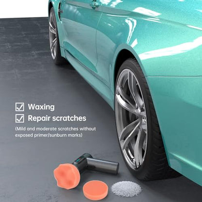 Cordless Car Buffer Polisher kit w/ 2000mAh USB-C Rechargeable Batteries, Portable Car Buffer Waxer Kit w/ Extra 3pcs Disc, Polisher for Car Detailing Boat Sanding Scratch Removing