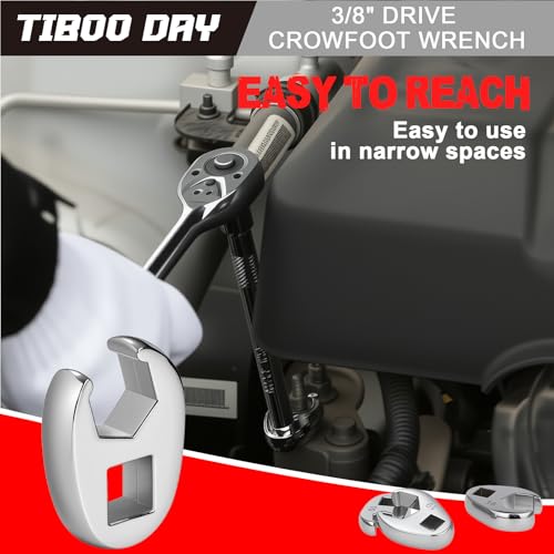 3/8" Drive Crow Foot Wrench 11mm Metric Crowfoot Flare Nut Wrench | CR-V Steel, Open End Crows Foot Wrench Ideal for Tight Spaces Mechanics Automotive Repair Work - size: 11mm