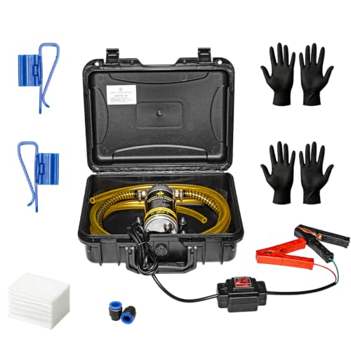 MILADO 12V 100W Portable Engine Oil Pump, Electric Oil Change Extractor Pump Equipped with Carrying Case and 12mm Diameter Oil Hoses, Suitable for Large Equipment(Set B) | Equipment orifice must be larger than 12mm - color: Engine Oil Pump-Set B