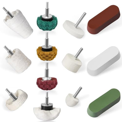 Polishing Wheel Kit 13pcs Buffing Wheels Cotton Abrasive Polishing Kit for Rotary Tools, Buffing Pads for Drill for Metal, Aluminum Wheel Polishing Kit for Chrome Wood Plastic Ceramic Glass - style: Style 1