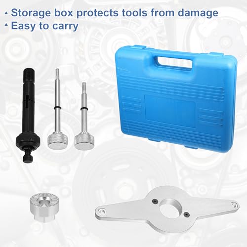 X AUTOHAUX Car Vibration Damper Holding Tool Kit for Audi for Skoda for VW 1.8 2.0 4V TFSi EA888 Crankshaft Pulley Removal EA888 Vibration Damper Assembly