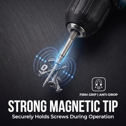 VESTTIO Square Head SQ2 Screwdriver Bit Set 10PCS 1/4 Inch Hex Shank 2 Inch/50 mm Length S2 Steel with Magnetic for Power Screwdriver Drill Impact Driver - size: 2 inch