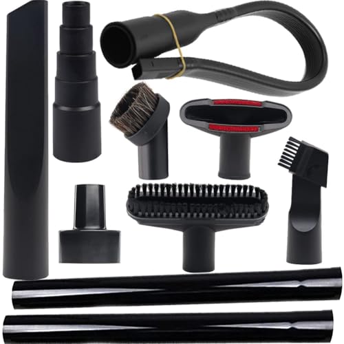 GIB 10Pcs Universal Vacuum Attachments for Shop Vac Accessories w/Adapters | 2 1/2" to 1 1/4" and 1 7/8" to 1" Vacuum Hose Adapters, Vacuum Brush Attachment Flexible Crevice Tool, Vacuum Extension Wand - size: 10 PCS