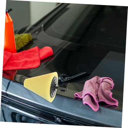 Veemoon 4pcs Cone Buffing Pads for Car Wheel Polishing Detail Sponge for Automotive Wheel Care Multifunctional Drill Polishing Kit for Vehicle Hub Cleaning