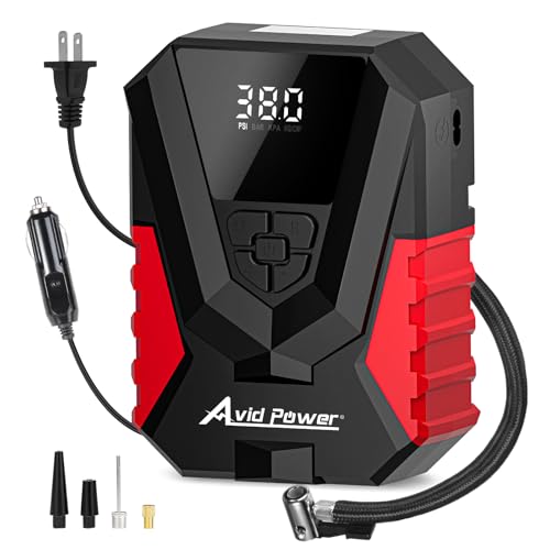 AVID POWER Tire Inflator Portable Air Compressor AC/DC, Automatic Tire Inflator with Gauge, 12V, 110V Small Air Compressor, Portable Air pump for Car Tires, Bikes, Motorcycles, Small inflatables