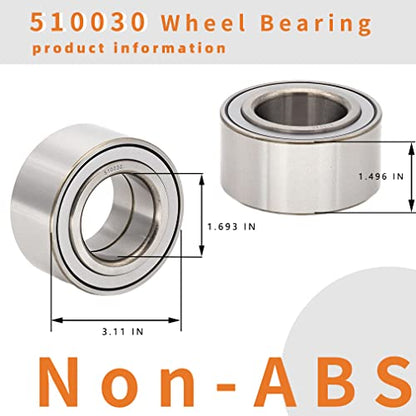 2 Pack of 510030 Front Wheel Bearing Hub Left/Right Side for Acura Integra 1994-01, Civic 2004-05, Civic 2001-2003, Civic EX SI w/ABS 1992-00, Del Sol w/ABS 1994-97