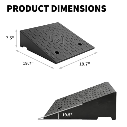 2Pack Rubber Curb Ramp 7.5" Rise Height, Heavy-Duty Threshold Ramps, Driveway Curb Ramps Portable Shed Ramps 7000 Lbs Load Capacity for Cars Vehicle Motorcycle Wheelchairs Bikes - size: 7.5"*19.69"*19.69"