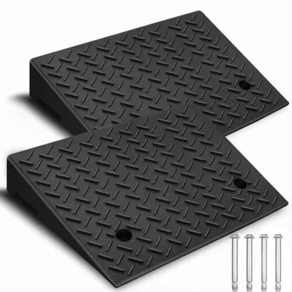Rubber Curb Ramp,2 Pack,3.5" Rise Height,for Cars, wheelchairs. | 8800lbs,with fixing bolts, Smooth transition fits vehicles & wheelchairs, lawn mowers,for driveways and sidewalks,shed. - size: 3.5" H