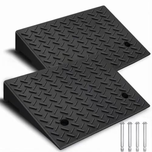 Rubber Curb Ramp,2 Pack,3.5" Rise Height,for Cars, wheelchairs. | 8800lbs,with fixing bolts, Smooth transition fits vehicles & wheelchairs, lawn mowers,for driveways and sidewalks,shed. - size: 3.5" H